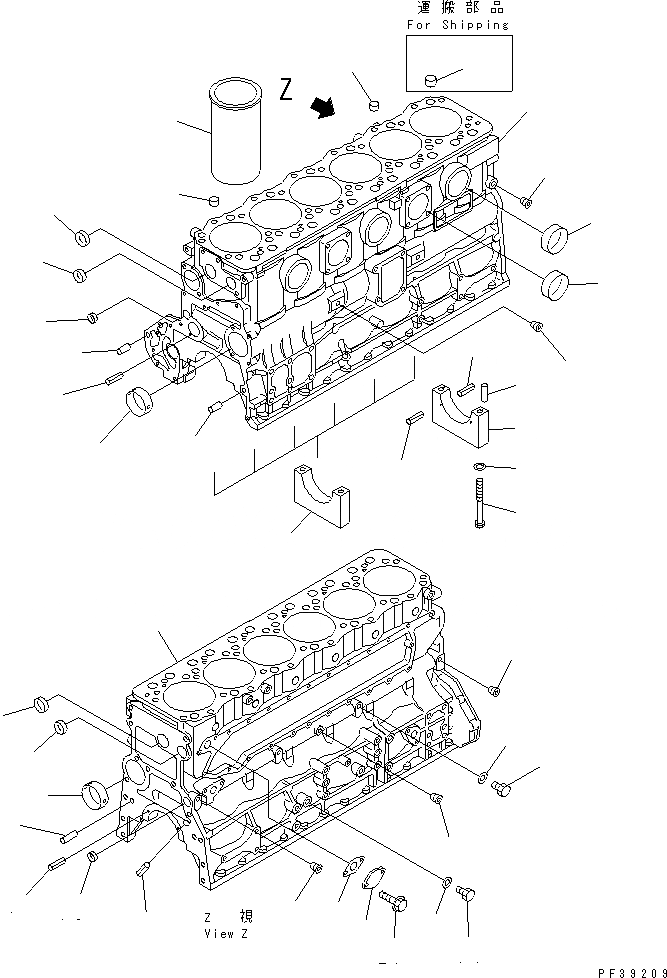 Схема запчастей Komatsu S6D108-1E-6T - БЛОК ЦИЛИНДРОВ(№-) ДВИГАТЕЛЬ