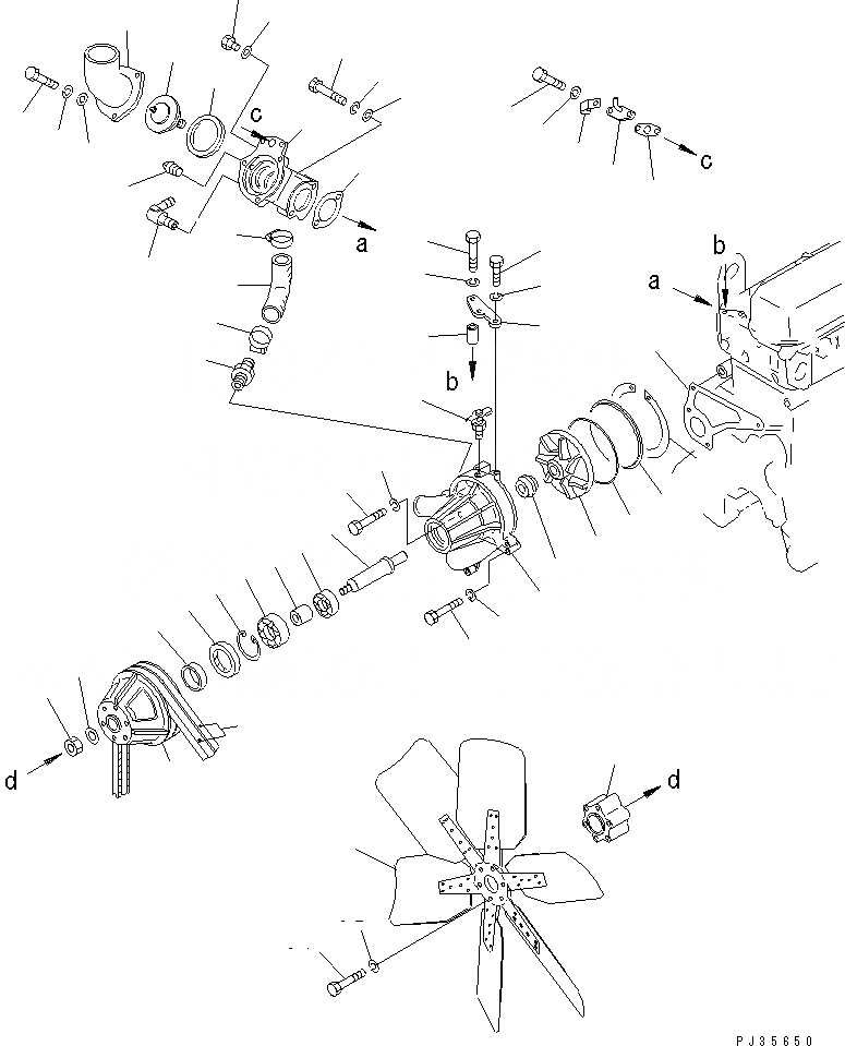 Схема запчастей Komatsu S6D110-1A - ВОДН. PUNP И ВЕНТИЛЯТОР ОХЛАЖДЕНИЯ (КРОМЕ ЯПОН.) (МОРОЗОУСТОЙЧИВ. СПЕЦИФИКАЦИЯ.)(№-) СИСТЕМА ОХЛАЖДЕНИЯ