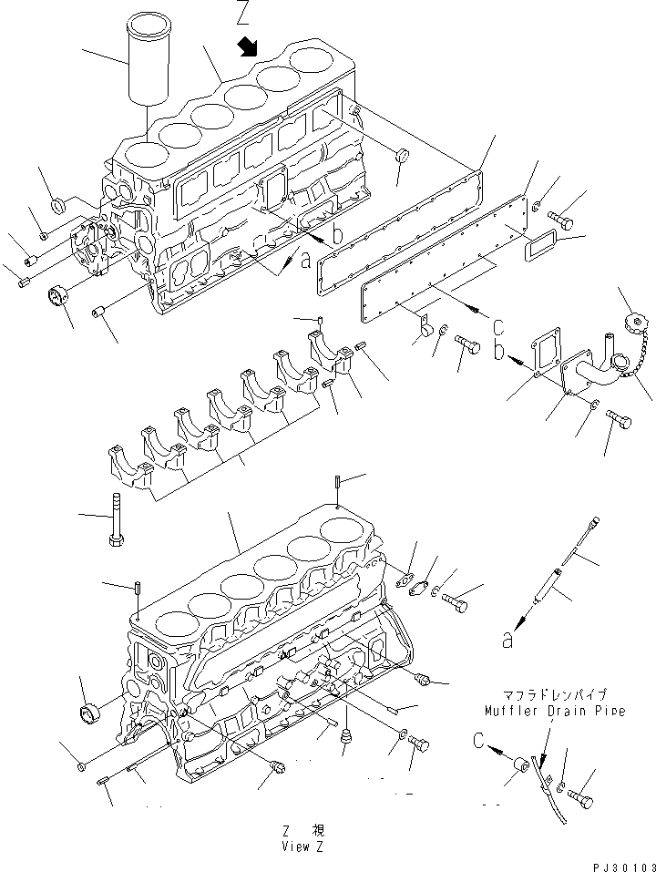 Схема запчастей Komatsu S6D110-1A - БЛОК ЦИЛИНДРОВ(№9-) БЛОК ЦИЛИНДРОВ