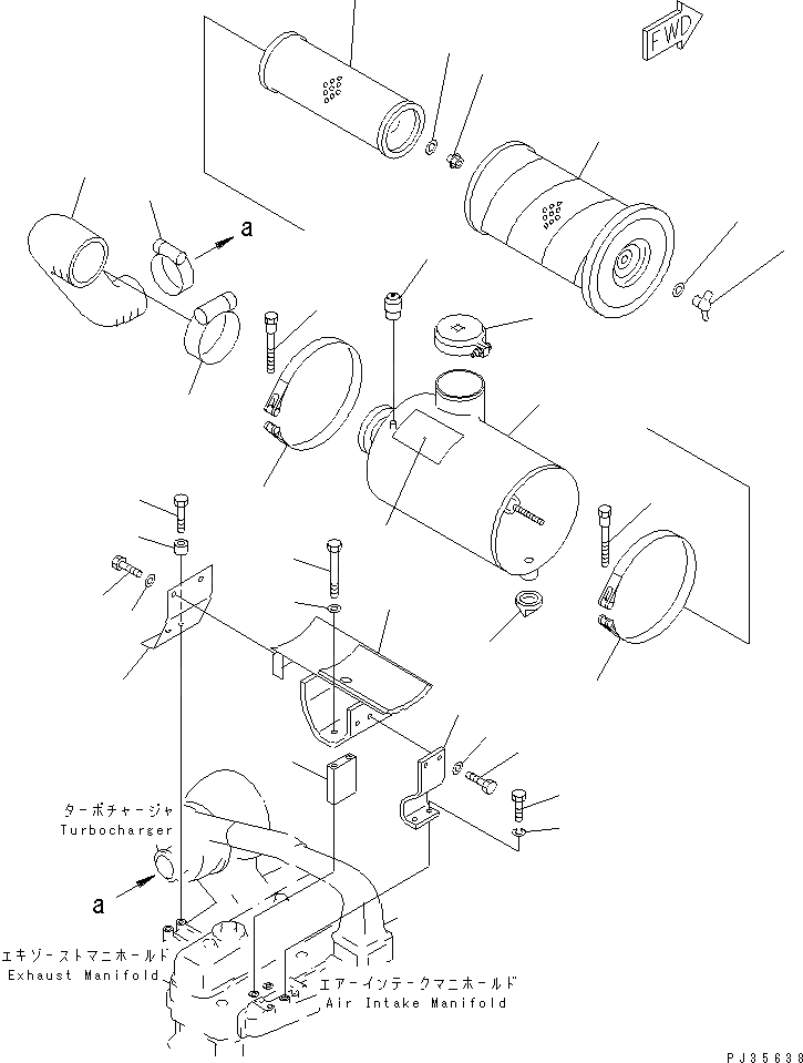 Схема запчастей Komatsu S6D110-1G - ВОЗДУХООЧИСТИТЕЛЬ И КРЕПЛЕНИЕ(№9-779) ГОЛОВКА ЦИЛИНДРОВ