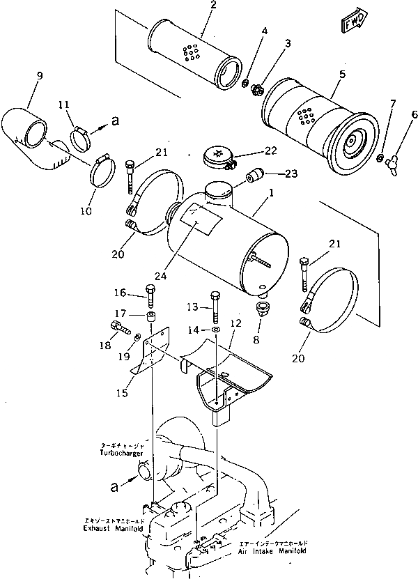 Схема запчастей Komatsu S6D110-1G - ВОЗДУХООЧИСТИТЕЛЬ И КРЕПЛЕНИЕ(№779-) ГОЛОВКА ЦИЛИНДРОВ