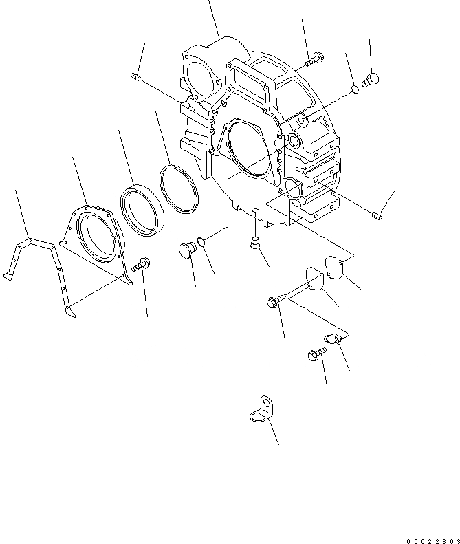 Схема запчастей Komatsu S6D114E-1A-W - КАРТЕР МАХОВИКА ДВИГАТЕЛЬ
