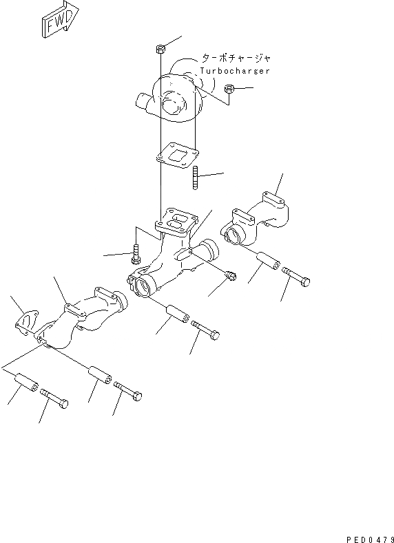 Схема запчастей Komatsu S6D125E-2H - ВЫПУСКНОЙ КОЛЛЕКТОР(№8-) ДВИГАТЕЛЬ