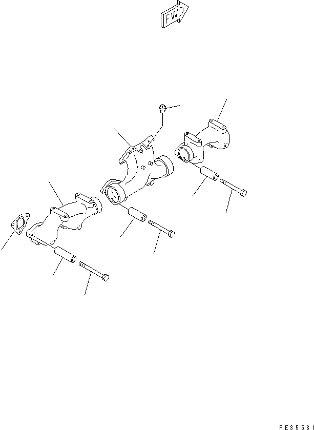 Схема запчастей Komatsu S6D125E-2J-6 - ВЫПУСКНОЙ КОЛЛЕКТОР(№8-) ДВИГАТЕЛЬ