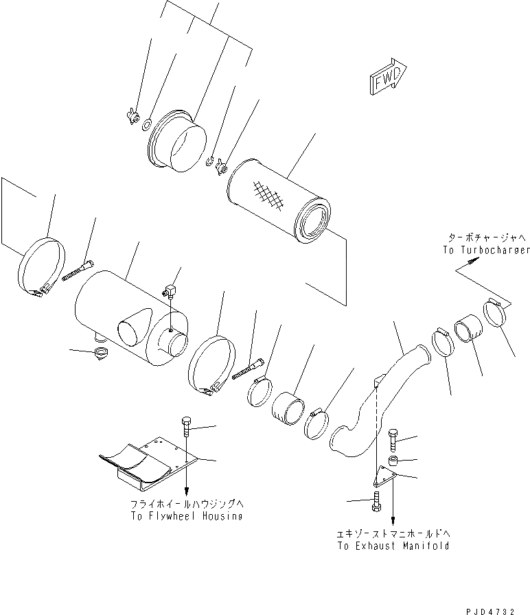 Схема запчастей Komatsu S6D125E-2L-6 - ВОЗДУХООЧИСТИТЕЛЬ(№7-) ДВИГАТЕЛЬ