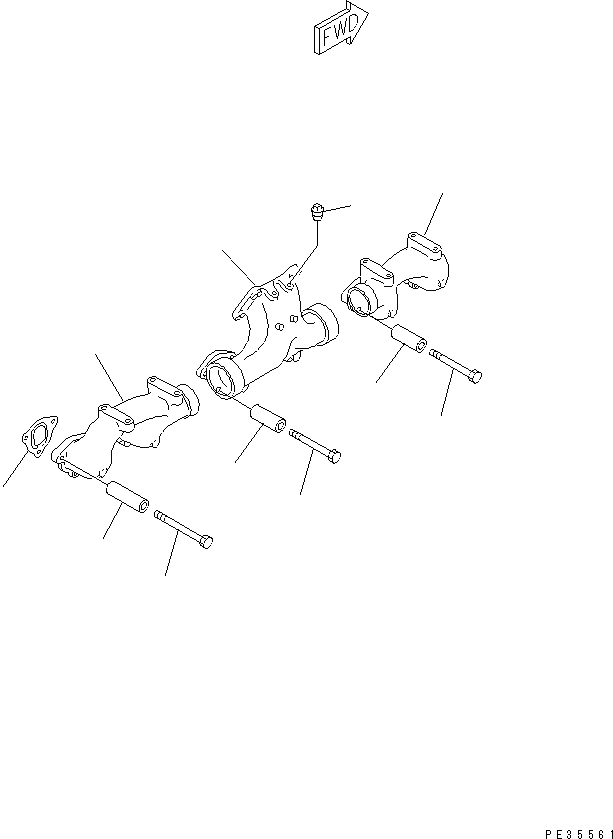 Схема запчастей Komatsu S6D125E-2F-56 - ВЫПУСКНОЙ КОЛЛЕКТОР(№8-) ДВИГАТЕЛЬ