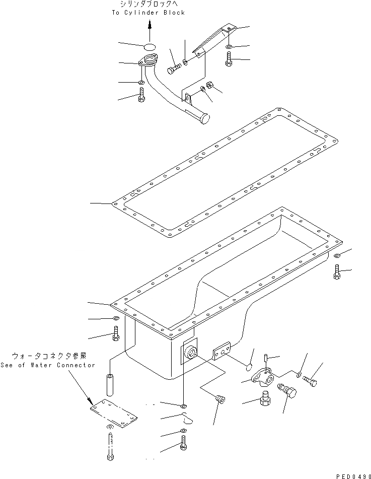 Схема запчастей Komatsu S6D125E-2F-56 - МАСЛЯНЫЙ ПОДДОН И ВСАСЫВАЮЩИЙ ПАТРУБОК (МОРОЗОУСТОЙЧИВ. СПЕЦИФИКАЦИЯ) (БЕЗ ОБОГРЕВАТЕЛЬ.)(№-) ДВИГАТЕЛЬ