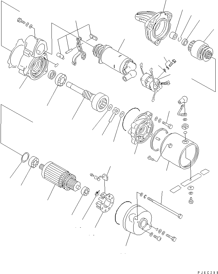 Схема запчастей Komatsu S6D125E-2A-6 - СТАРТЕР (7.KW) (ДЛЯ ПОРТУГАЛ. СОЕДИН-Е) (ВНУТР. ЧАСТИ)(№87-9) ДВИГАТЕЛЬ