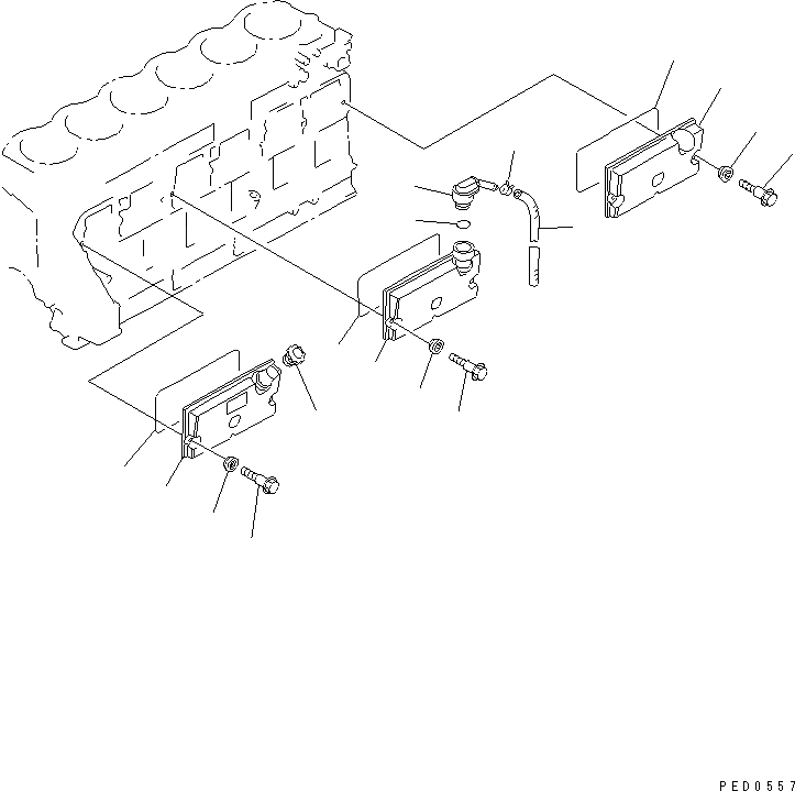 Схема запчастей Komatsu S6D125E-2L-6 - КРЫШКА ТОЛКАТЕЛЕЙ КЛАПАНА(№7-99) ДВИГАТЕЛЬ