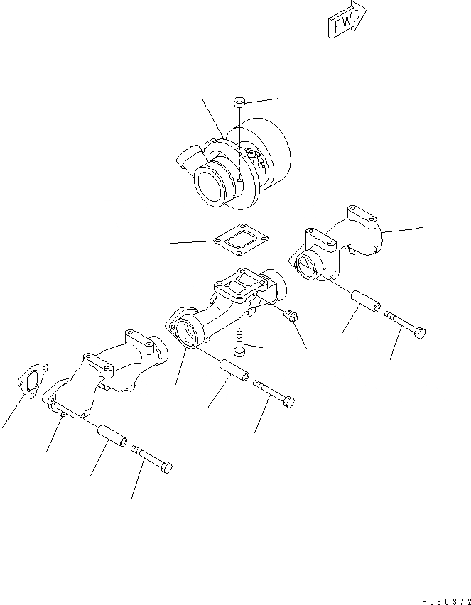 Схема запчастей Komatsu S6D125-1S-FA - ВЫПУСКНОЙ КОЛЛЕКТОР И ТУРБОНАГНЕТАТЕЛЬ(№7-88) ДВИГАТЕЛЬ