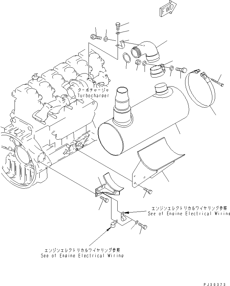 Схема запчастей Komatsu S6D125-1S-FA - ГЛУШИТЕЛЬ(№7-88) ДВИГАТЕЛЬ
