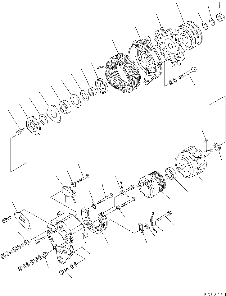 Схема запчастей Komatsu S6D125-1VV-FA - ГЕНЕРАТОР (A) (ВНУТР. ЧАСТИ) (B СПЕЦ-Я.)(№7-) ДВИГАТЕЛЬ