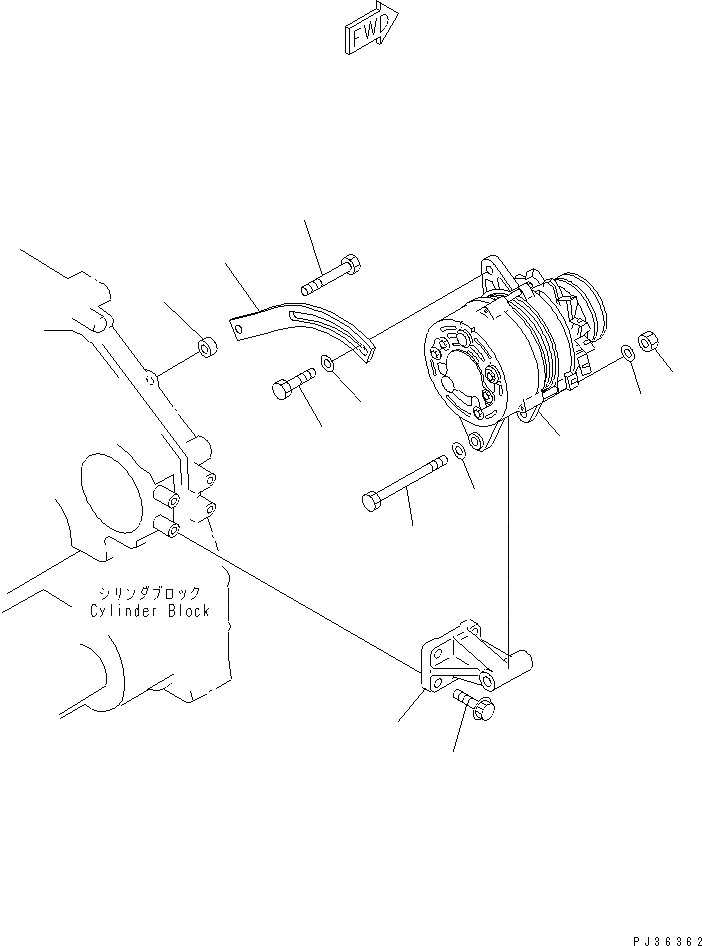 Схема запчастей Komatsu S6D125-1VV-FC - ГЕНЕРАТОР И КРЕПЛЕНИЕ (A)(№-) ДВИГАТЕЛЬ