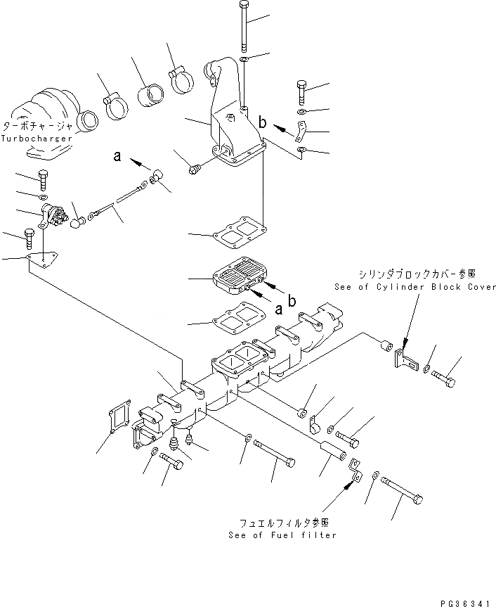 Схема запчастей Komatsu S6D125-1VV-FR - ТРУБОПРОВОД ВПУСКА ВОЗДУХА И СОЕДИН-Е(№-) ДВИГАТЕЛЬ