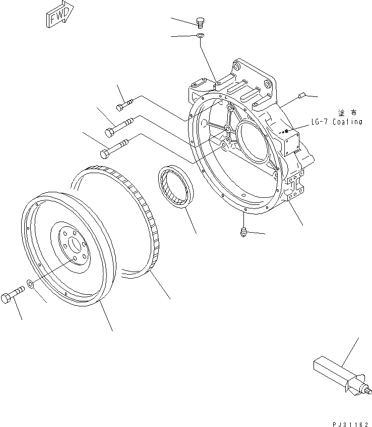 Схема запчастей Komatsu S6D125-1VV-FR - МАХОВИК И КАРТЕР МАХОВИКА (B СПЕЦ-Я.)(№7-) ДВИГАТЕЛЬ