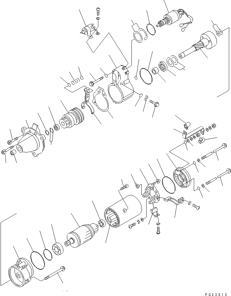 Схема запчастей Komatsu S6D125-1M-FA - СТАРТЕР (KW) (ВНУТР. ЧАСТИ)(№-) ДВИГАТЕЛЬ