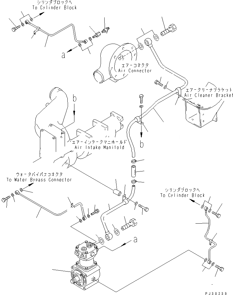 Схема запчастей Komatsu S6D125-1M-FA - КОМПРЕССОР И ТРУБЫ(№7-) ДВИГАТЕЛЬ