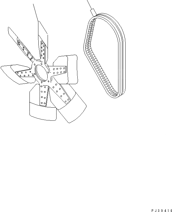 Схема запчастей Komatsu S6D125-1CC-FW - ВЕНТИЛЯТОР ОХЛАЖДЕНИЯ И V-РЕМЕНЬ (ВСАСЫВ. ВЕНТИЛЯТОР ТИП)(№-) ДВИГАТЕЛЬ