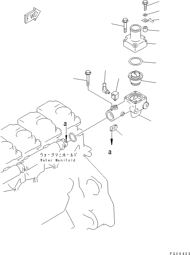 Схема запчастей Komatsu S6D125-1AK-FW - ТЕРМОСТАТ(№97-) ДВИГАТЕЛЬ