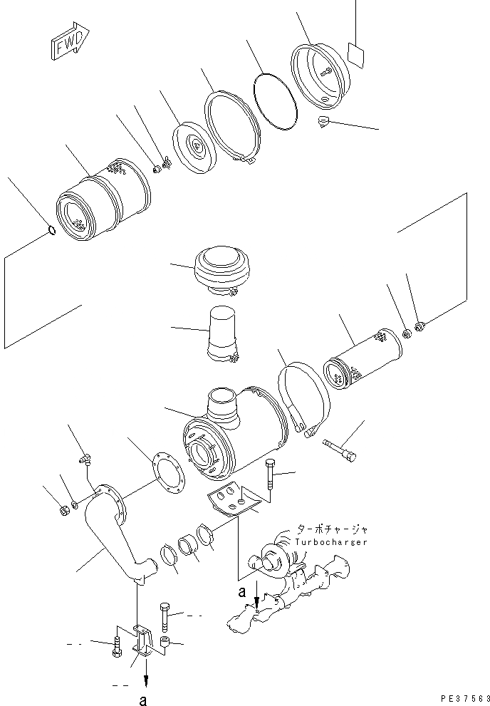 Схема запчастей Komatsu S6D125-1E-FA - ВОЗДУХООЧИСТИТЕЛЬ И КРЕПЛЕНИЕ ДВИГАТЕЛЬ