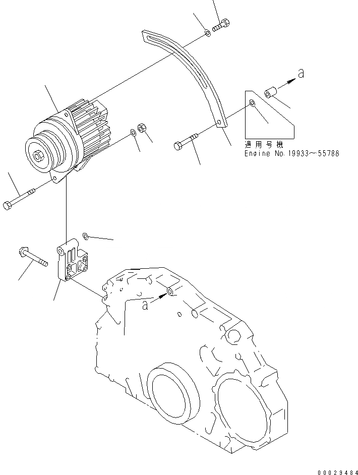 Схема запчастей Komatsu S6D125-1E-FA - ГЕНЕРАТОР И КРЕПЛЕНИЕ (A) (С ЗАКАЛЕННЫМ ШКИВОМ)(№99-) ДВИГАТЕЛЬ