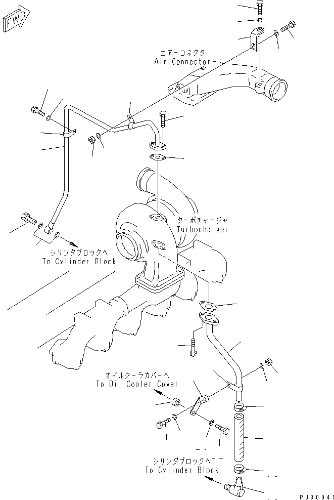 Схема запчастей Komatsu S6D125-1R-FA - ТУРБОНАГНЕТАТЕЛЬ LIBRICATING МАСЛОПРОВОДЯЩАЯ ЛИНИЯ(№79-) ДВИГАТЕЛЬ
