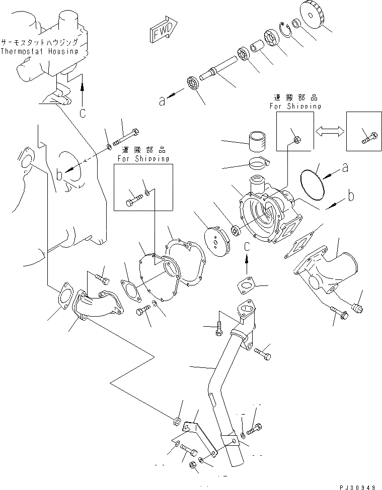 Схема запчастей Komatsu S6D125-1R-FA - ВОДЯНАЯ ПОМПА И КРЕПЛЕНИЕ(№79-779) ДВИГАТЕЛЬ