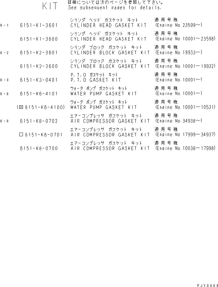 Схема запчастей Komatsu S6D125-1C-FW - КОМПЛЕКТ ПРОКЛАДОК (МОРОЗОУСТОЙЧИВ. СПЕЦИФИКАЦИЯ.) ДВИГАТЕЛЬ