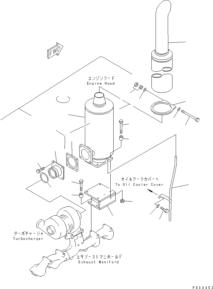 Схема запчастей Komatsu S6D125-1D-FE - ГЛУШИТЕЛЬ ДВИГАТЕЛЬ