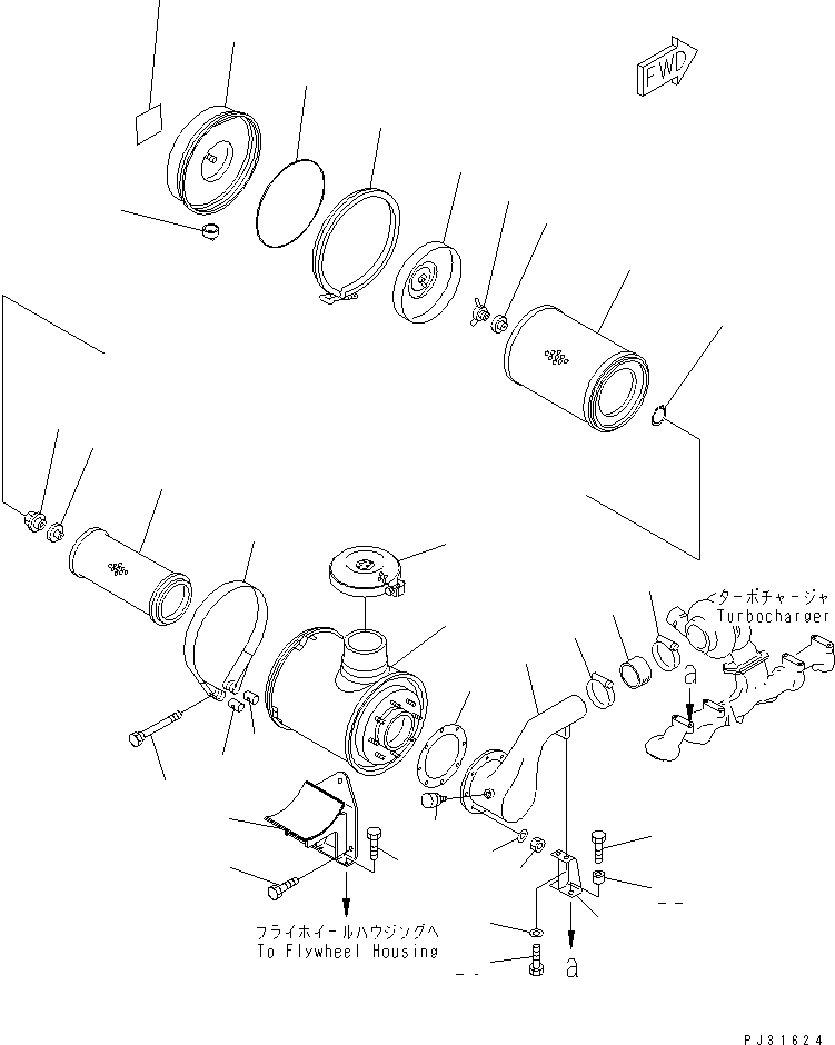 Схема запчастей Komatsu S6D125-1QQ-FA - ВОЗДУХООЧИСТИТЕЛЬ И КРЕПЛЕНИЕ(№8-) ДВИГАТЕЛЬ