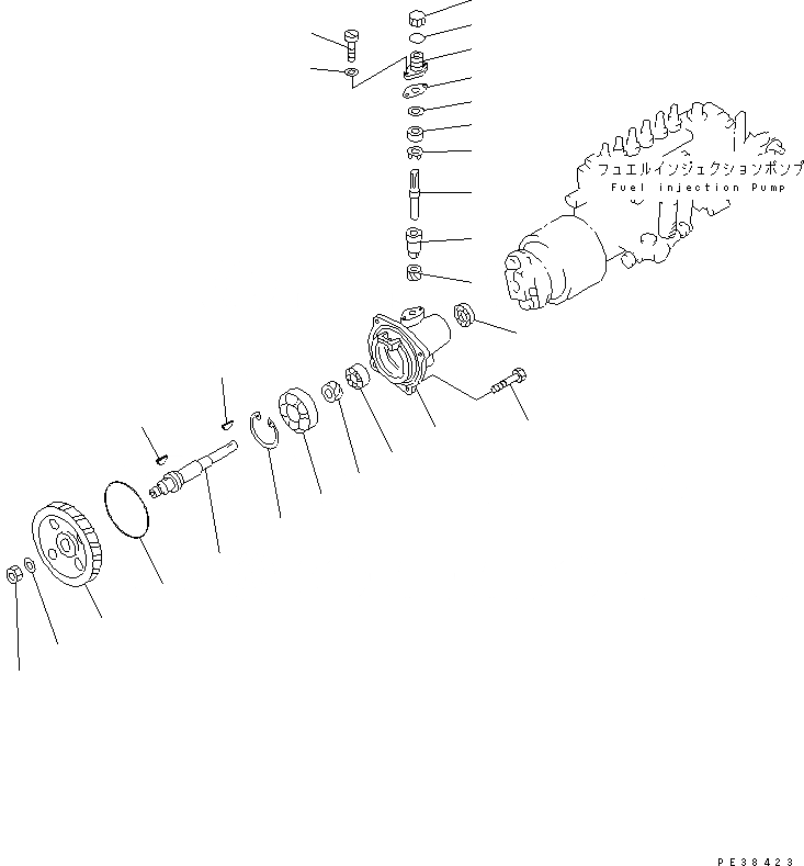Схема запчастей Komatsu S6D125-1AL - ПРИВОД ТОПЛ. НАСОСА ДВИГАТЕЛЬ