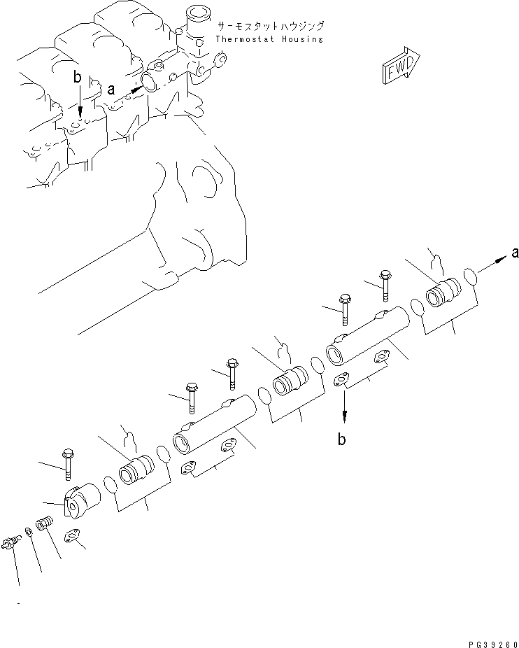 Схема запчастей Komatsu S6D125-1AJ-H - ВОДЯНОЙ КОЛЛЕКТОР(№7-) ДВИГАТЕЛЬ