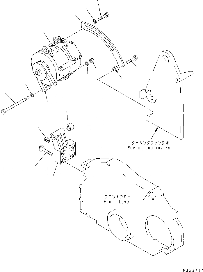 Схема запчастей Komatsu S6D125-1CC - ГЕНЕРАТОР И КРЕПЛЕНИЕ (A)(№-9) ЭЛЕКТРИКА