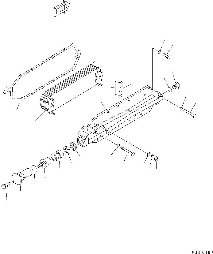 Схема запчастей Komatsu S6D125-1AJ-S - МАСЛООХЛАДИТЕЛЬ (7-ЭЛЕМЕНТН.)(№79-) ДВИГАТЕЛЬ