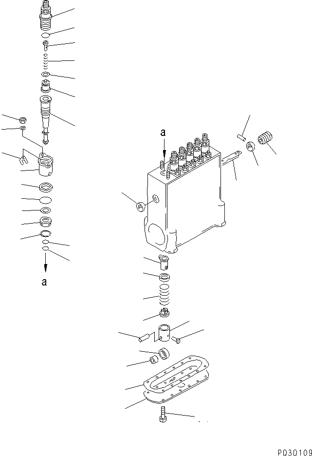 Схема запчастей Komatsu S6D125-1AJ-S - ТОПЛ. НАСОС (НАСОС) (/) (ВНУТР. ЧАСТИ)(№7-) ДВИГАТЕЛЬ