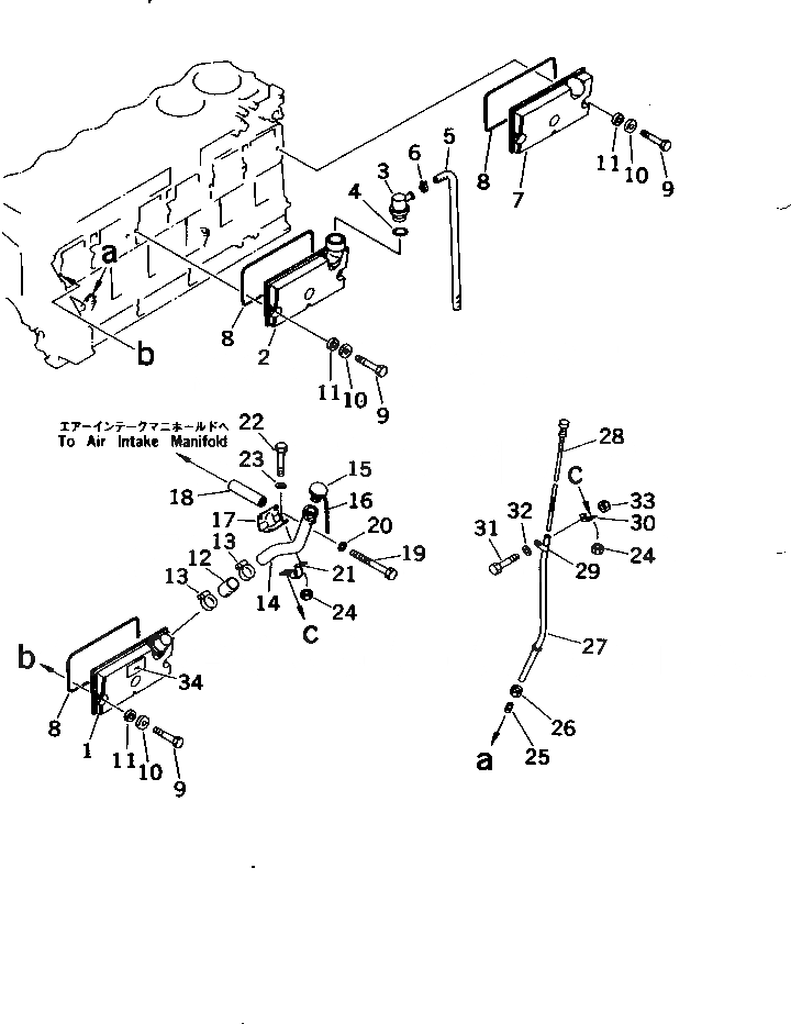 Схема запчастей Komatsu S6D125-1CC-C - БЛОК ЦИЛИНДРОВ COVER(№-) БЛОК ЦИЛИНДРОВ