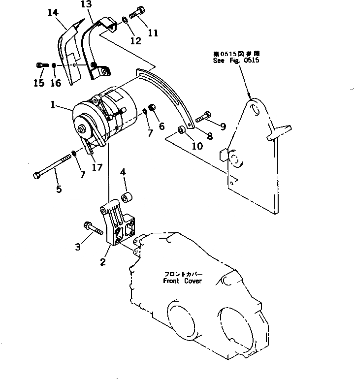 Схема запчастей Komatsu S6D125-1CC-C - ГЕНЕРАТОР И КРЕПЛЕНИЕ (A)(№-) ЭЛЕКТРИКА