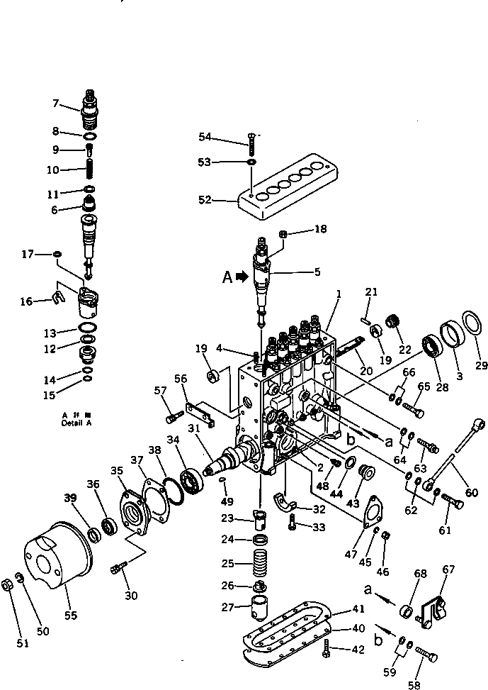 Схема запчастей Komatsu S6D125-1F - ТОПЛ. НАСОС (НАСОС) (ВНУТР. ЧАСТИ)(№-8) ТОПЛИВН. СИСТЕМА