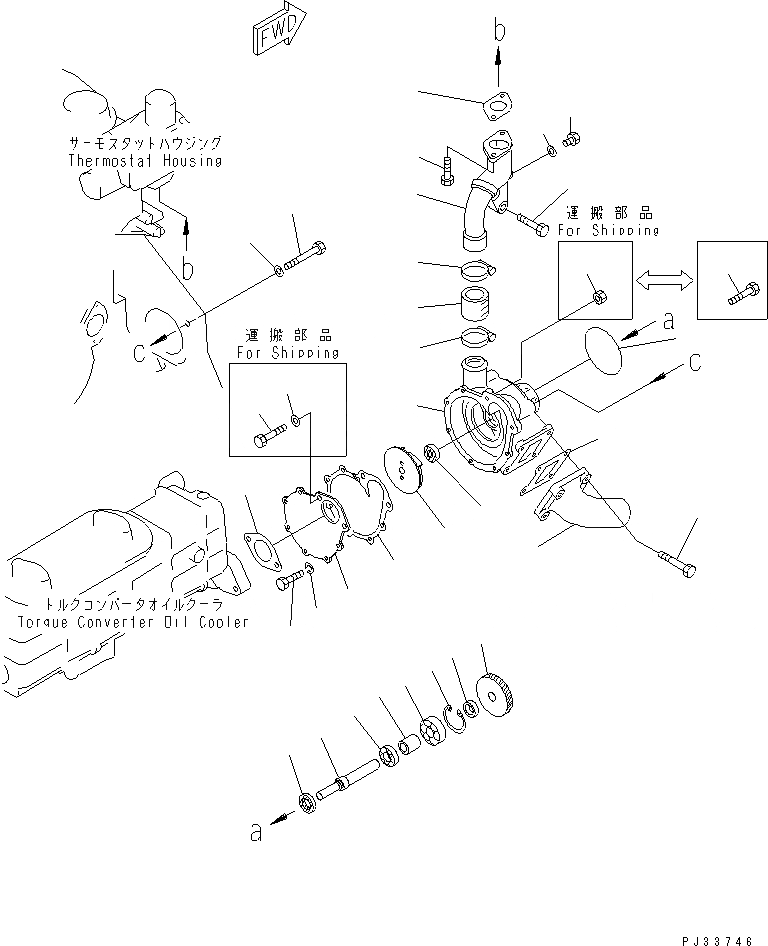 Схема запчастей Komatsu S6D125-1FF - ВОДЯНАЯ ПОМПА И КРЕПЛЕНИЕ СИСТЕМА ОХЛАЖДЕНИЯ
