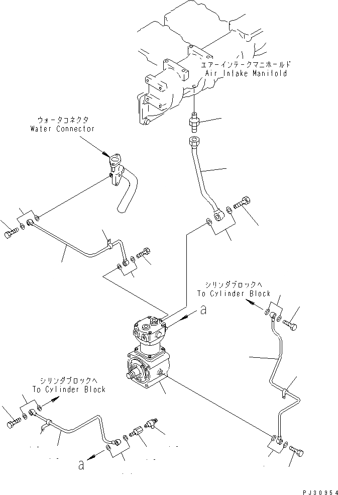Схема запчастей Komatsu S6D125-1R - КОМПРЕССОР И ТРУБЫ АКСЕССУАРЫ