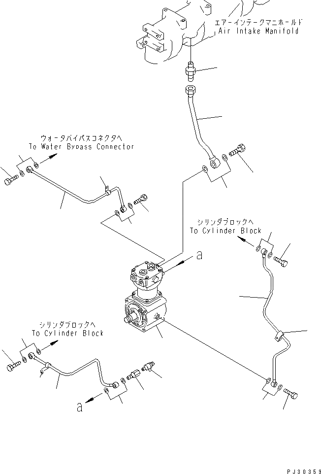 Схема запчастей Komatsu S6D125-1D - КОМПРЕССОР И ТРУБЫ АКСЕССУАРЫ
