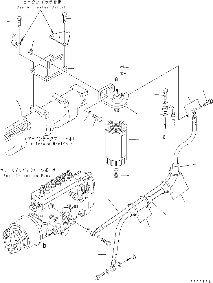 Схема запчастей Komatsu S6D125E-2L - ТОПЛИВН. ФИЛЬТР.(№-) ДВИГАТЕЛЬ