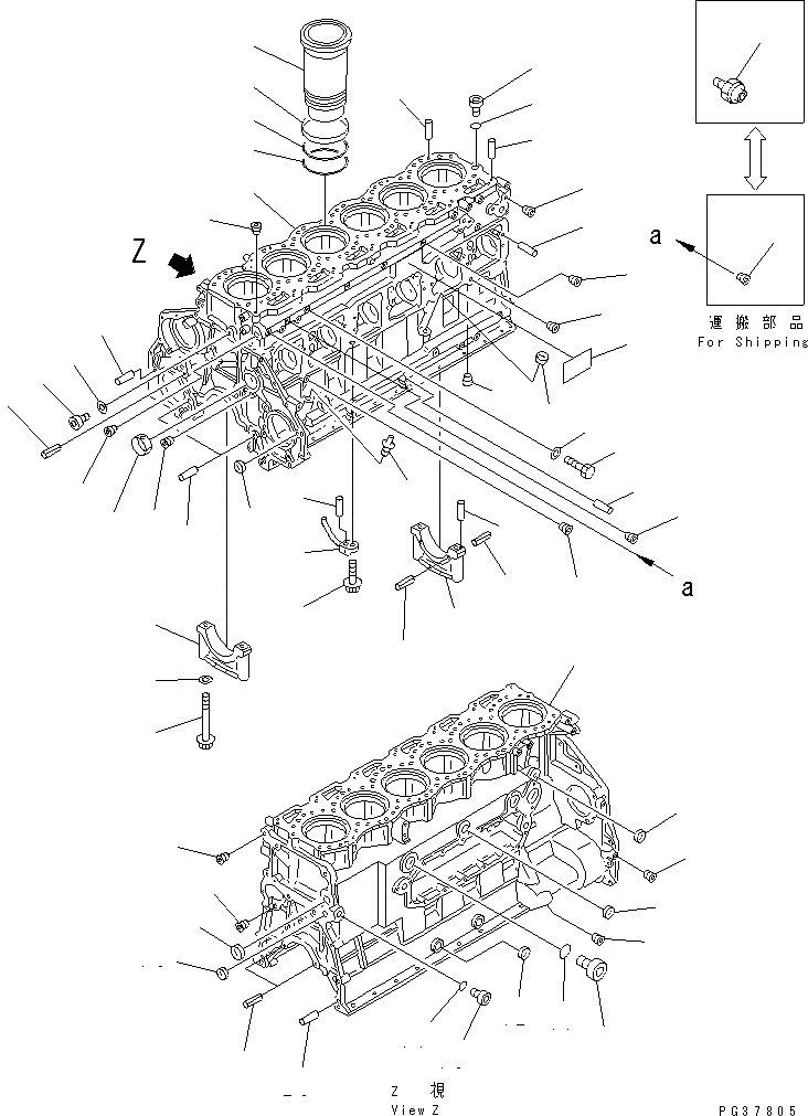 Схема запчастей Komatsu S6D125-1AD - БЛОК ЦИЛИНДРОВ БЛОК ЦИЛИНДРОВ