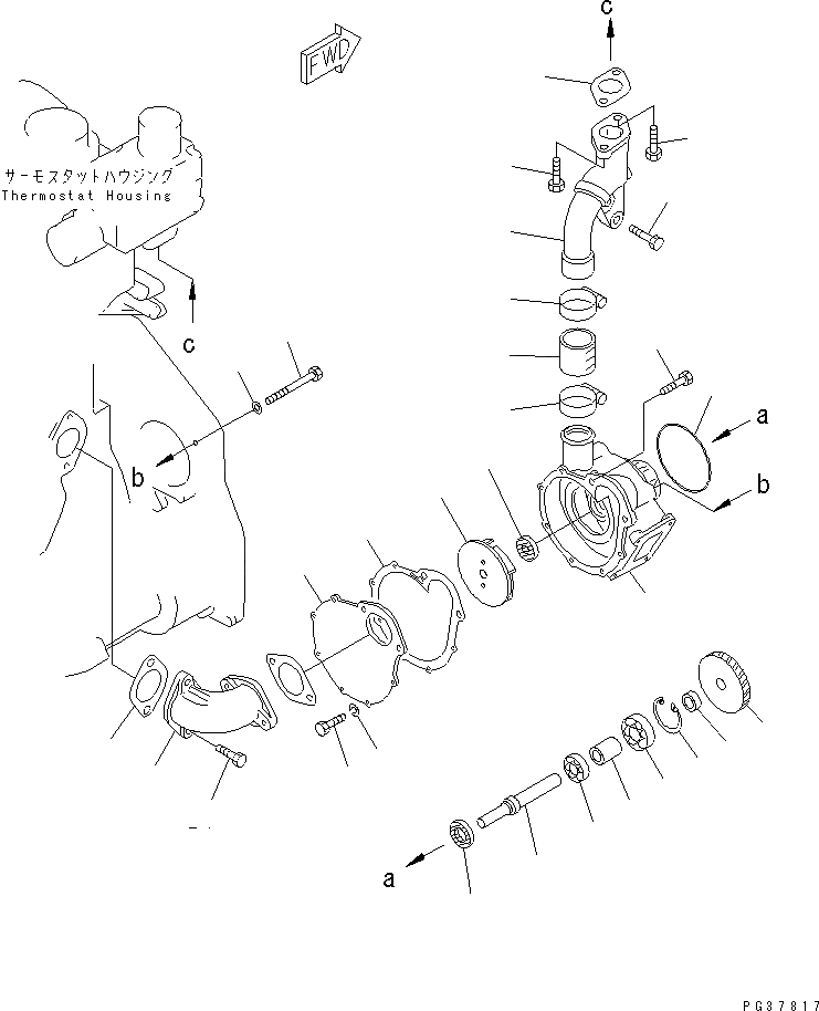 Схема запчастей Komatsu S6D125-1AD - ВОДЯНАЯ ПОМПА И КРЕПЛЕНИЕ СИСТЕМА ОХЛАЖДЕНИЯ