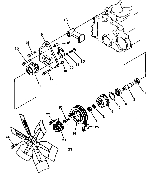 Схема запчастей Komatsu S6D125-1VV - ВЕНТИЛЯТОР ОХЛАЖДЕНИЯ И КРЕПЛЕНИЕ СИСТЕМА ОХЛАЖДЕНИЯ