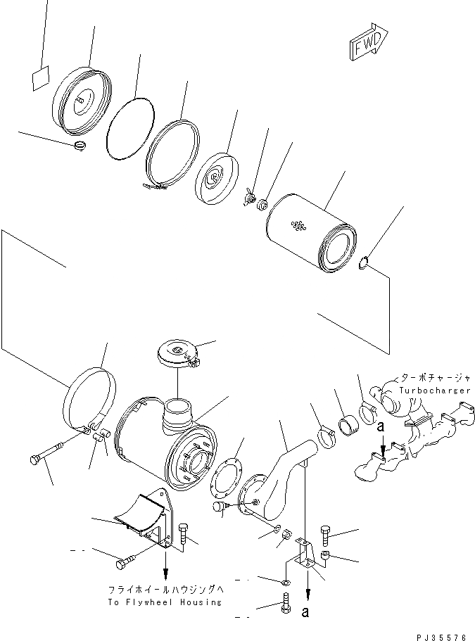 Схема запчастей Komatsu S6D125-1PP-B - ВОЗДУХООЧИСТИТЕЛЬ ГОЛОВКА ЦИЛИНДРОВ