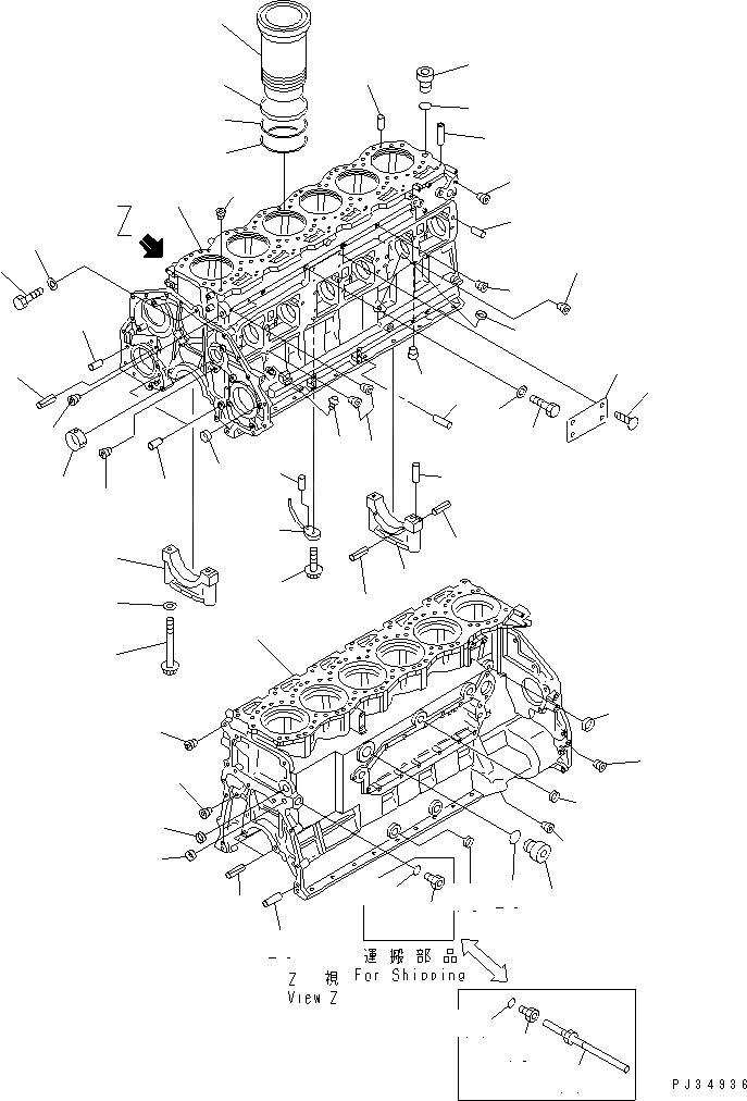 Схема запчастей Komatsu S6D125-1EE - БЛОК ЦИЛИНДРОВ БЛОК ЦИЛИНДРОВ