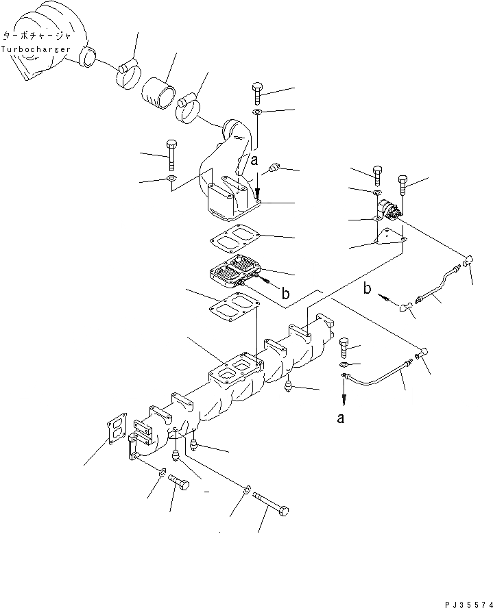 Схема запчастей Komatsu S6D125-1PP - ТРУБОПРОВОД ВПУСКА ВОЗДУХА И СОЕДИН-Е ГОЛОВКА ЦИЛИНДРОВ