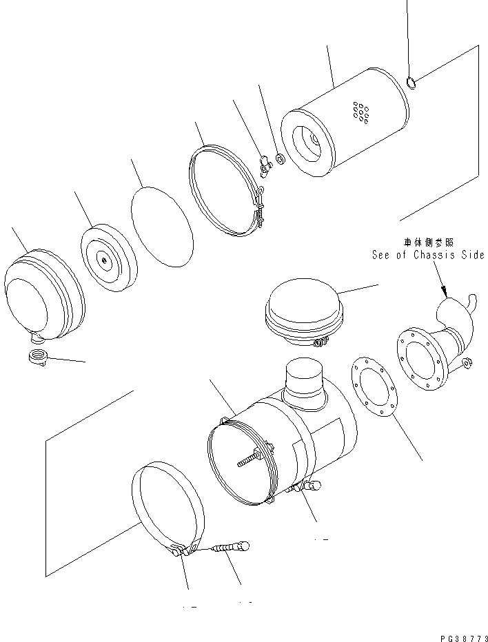 Схема запчастей Komatsu S6D125-1AH - ВОЗДУХООЧИСТИТЕЛЬ(№78-) ДВИГАТЕЛЬ