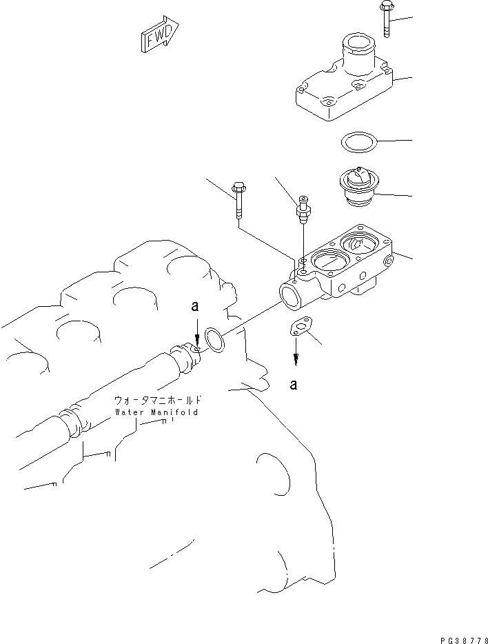Схема запчастей Komatsu S6D125-1AH - ТЕРМОСТАТ(№78-) ДВИГАТЕЛЬ